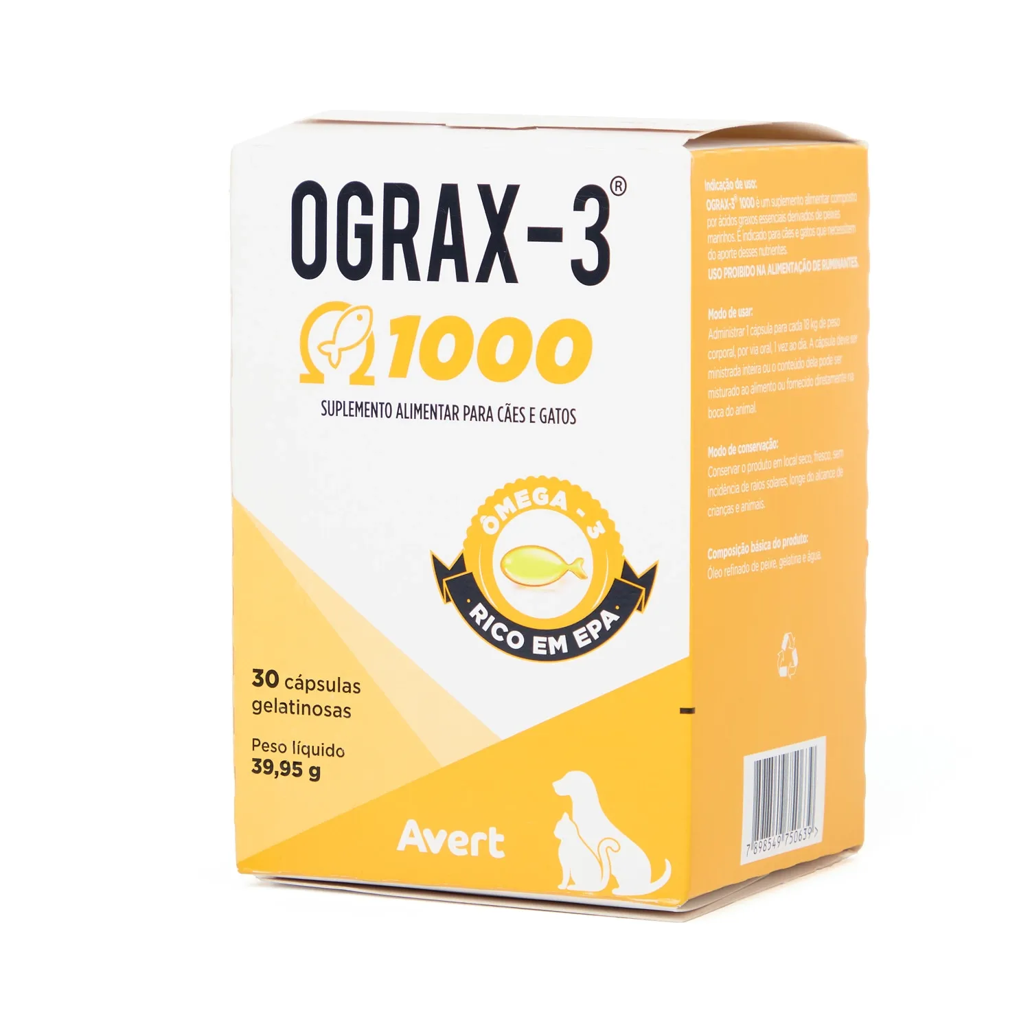 Ograx-3 1000mg para Caes e Gatos Avert embalagem_LATERAL-02